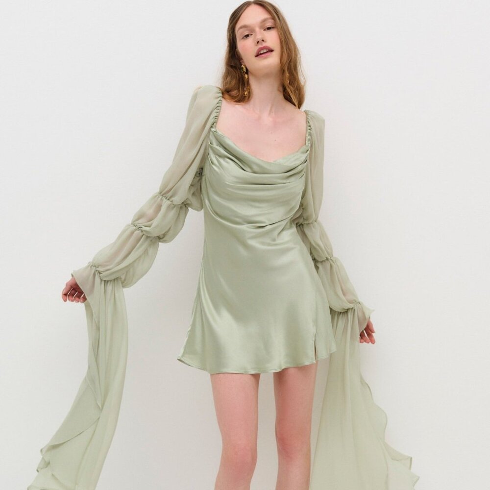 For Love & Lemons Willow Mini Dress XS / Sage
